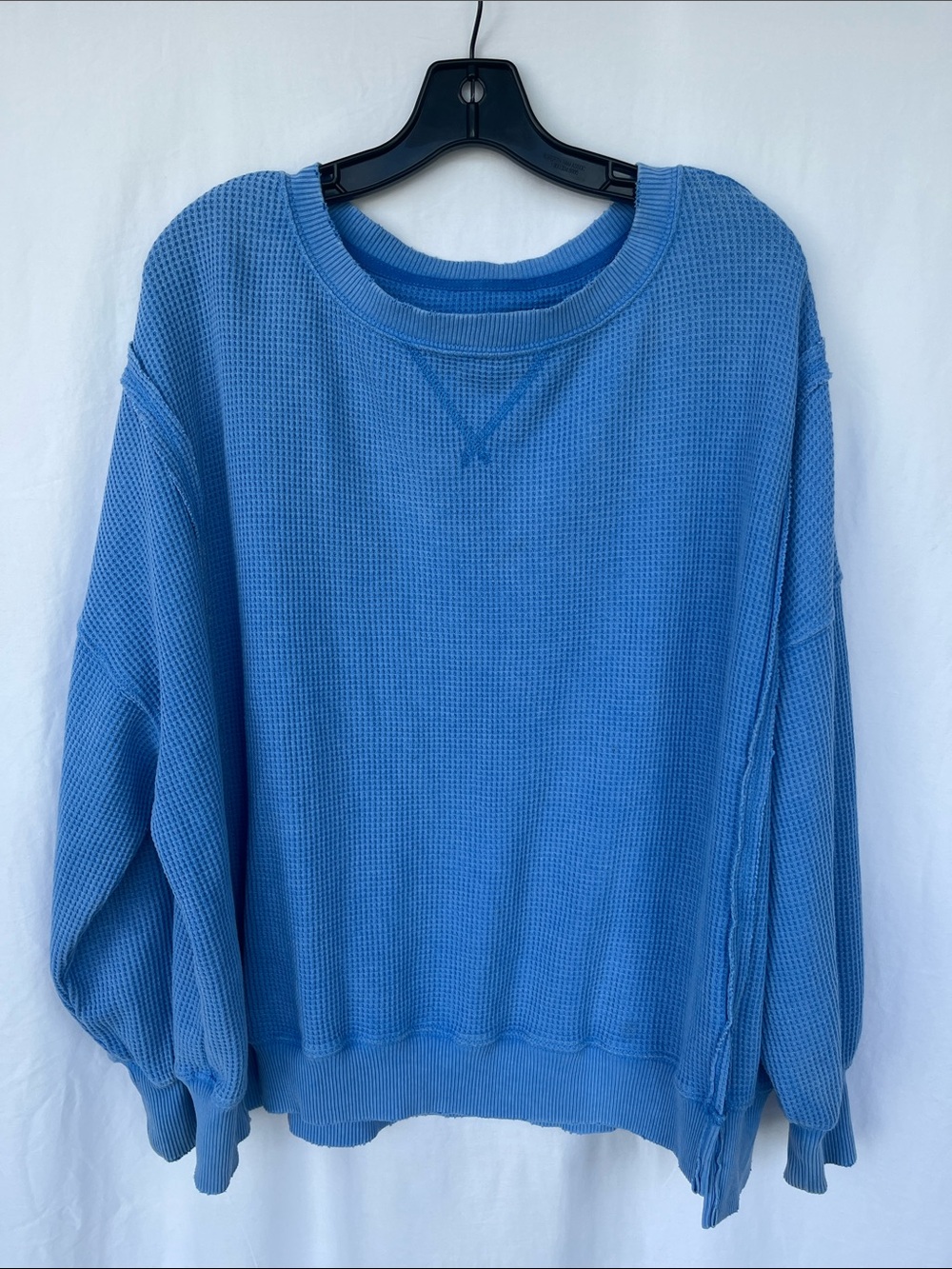 Blue oversized crew neck waffle sweatshirt size XS